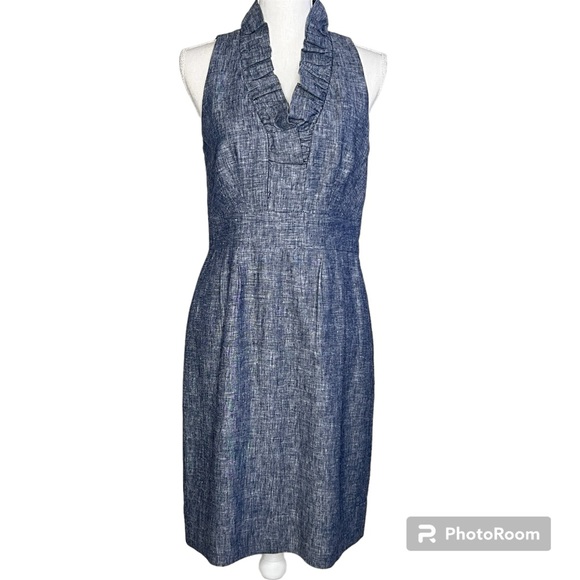 New Directions Chambray Linen Knee Length Sleeveless Sheath Dress Women Size 8 - Picture 1 of 9